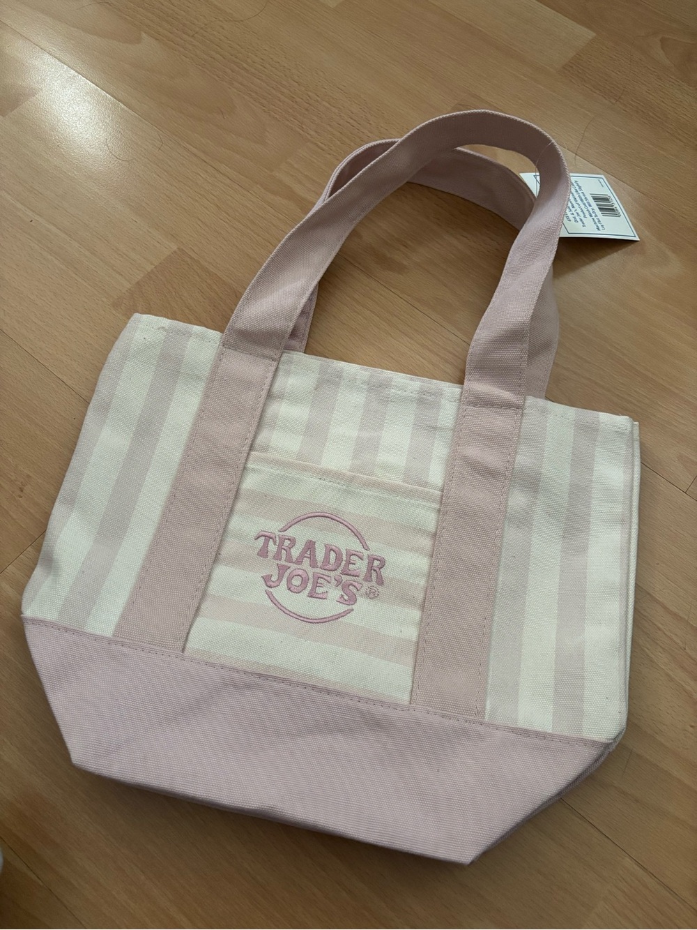 Trader Joe's Pink Stripe Mini Tote Bag